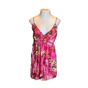 DOTS Hot Pink Floral Print Sundress Size L